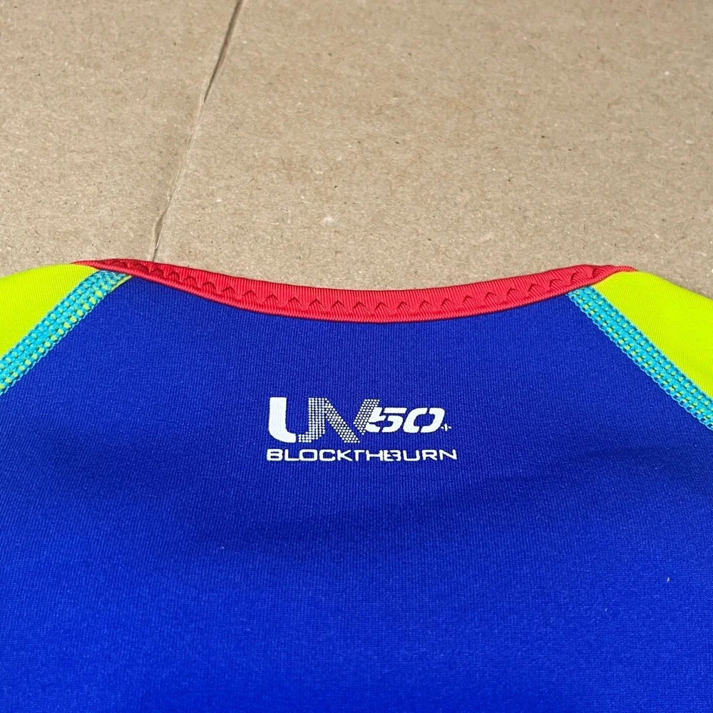 Speedo Kids Blue Neon Yellow Shark Thermal Wetsuit Swimsuit UV50 Size 6-6X